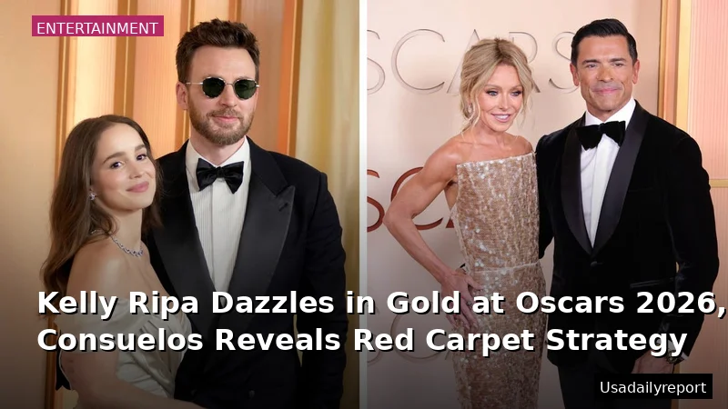 Kelly Ripa Dazzles in Gold at Oscars 2026, Mark Consuelos Reveals Red Carpet Strategy