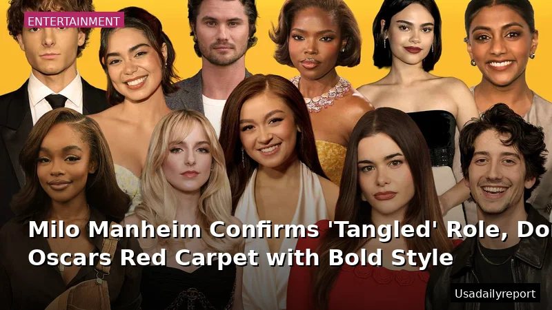 Milo Manheim Confirms 'Tangled' Role, Dominates Oscars Red Carpet with Bold Style