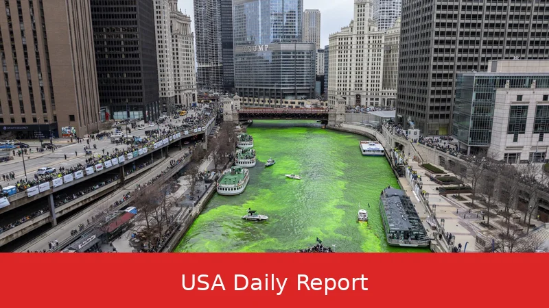 Chicago River Dazzles in Emerald Green for 64th St. Patrick's Day Tradition