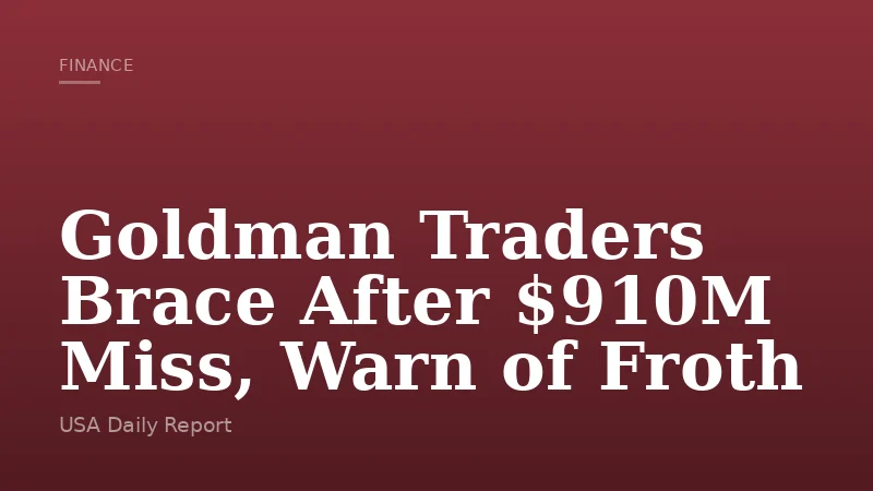 Goldman Traders Brace After $910M Miss, Warn of Froth