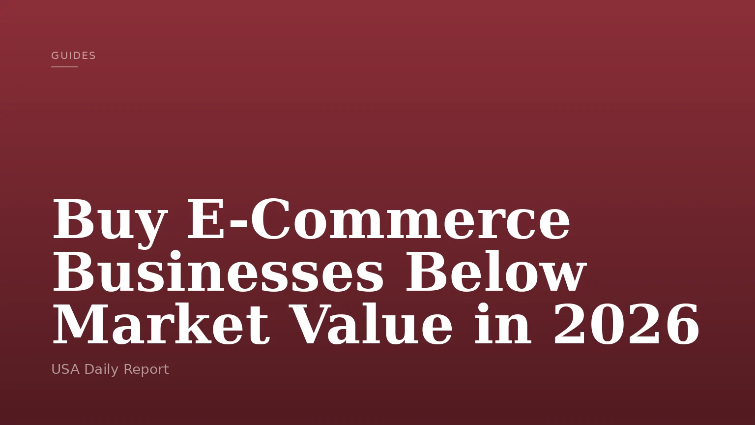 Buy E-Commerce Businesses Below Market Value in 2026