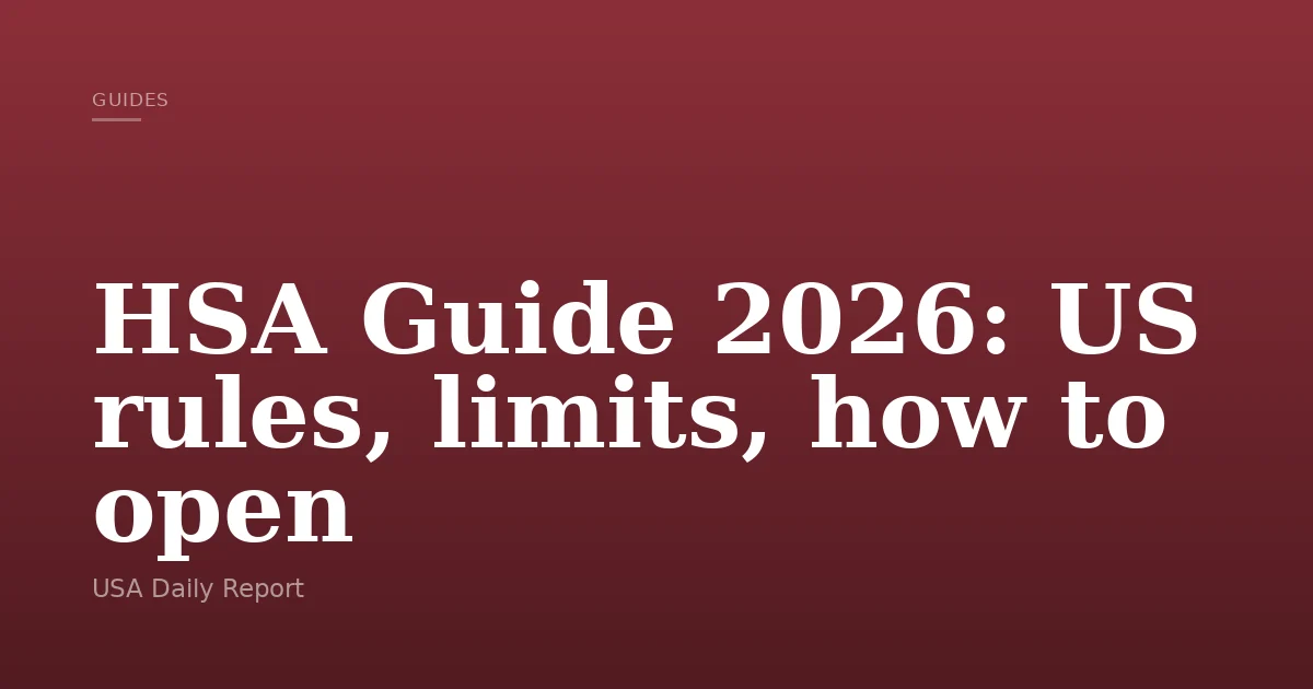 HSA Guide 2026: US rules, limits, how to open — USA Daily Report
