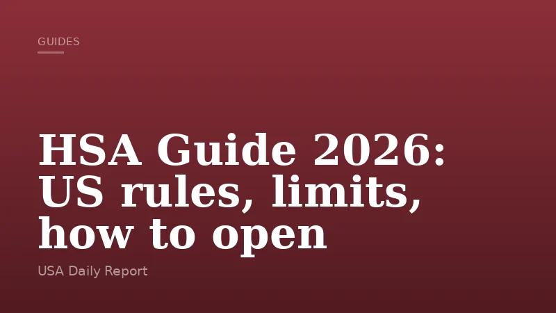 HSA Guide 2026: US rules, limits, how to open