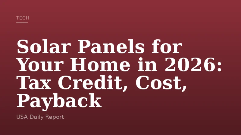 Solar Panels for Your Home in 2026: Tax Credit, Cost, Payback