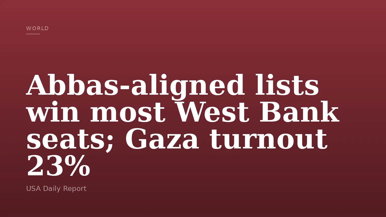 Abbas-aligned lists win most West Bank seats; Gaza turnout 23%
