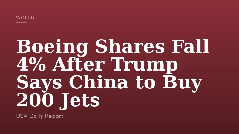 Boeing Shares Fall 4% After Trump Says China to Buy 200 Jets