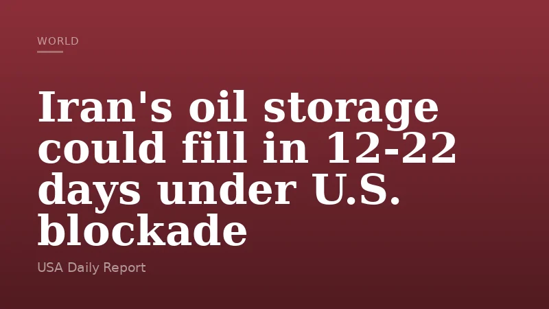 Iran's oil storage could fill in 12-22 days under U.S. blockade