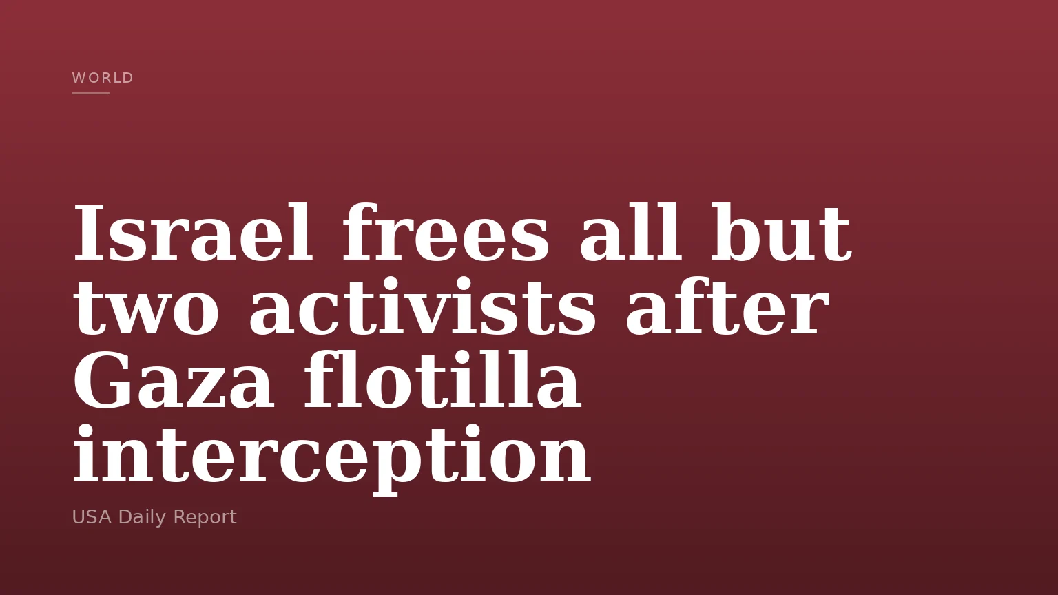 Israel frees all but two activists after Gaza flotilla interception