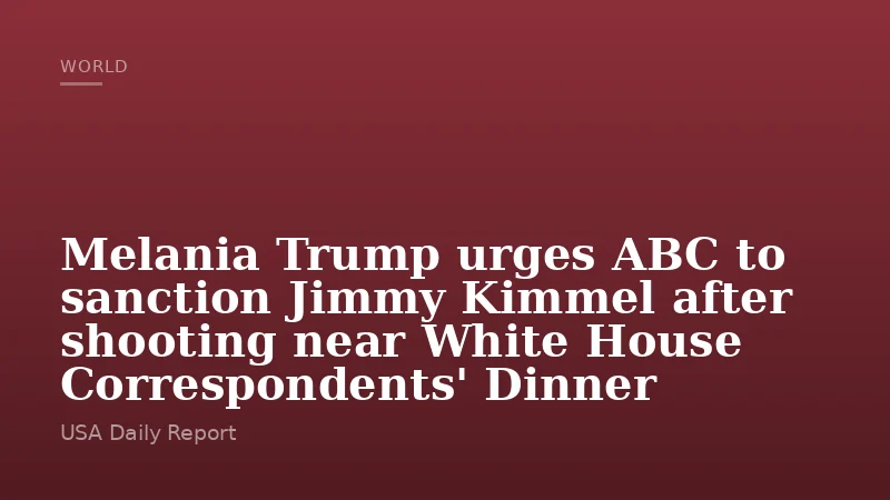 Melania Trump urges ABC to sanction Jimmy Kimmel after shooting near White House Correspondents' Dinner