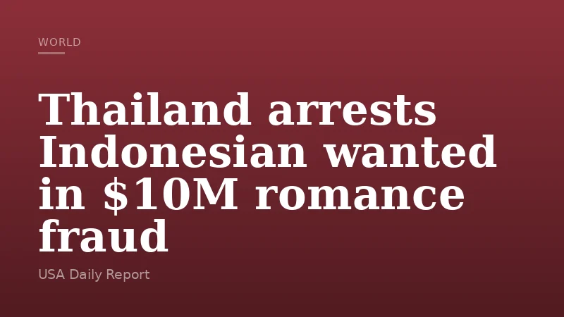Thailand arrests Indonesian wanted in $10M romance fraud