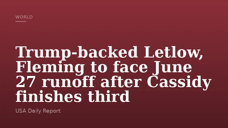 Trump-backed Letlow, Fleming to face June 27 runoff after Cassidy finishes third