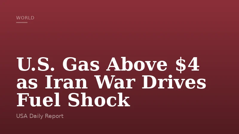 U.S. Gas Above $4 as Iran War Drives Fuel Shock